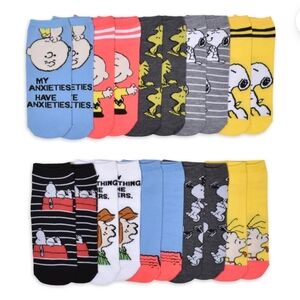 Peanuts Womens 10-Pack Low-Cut Socks, Sock Size 4-10